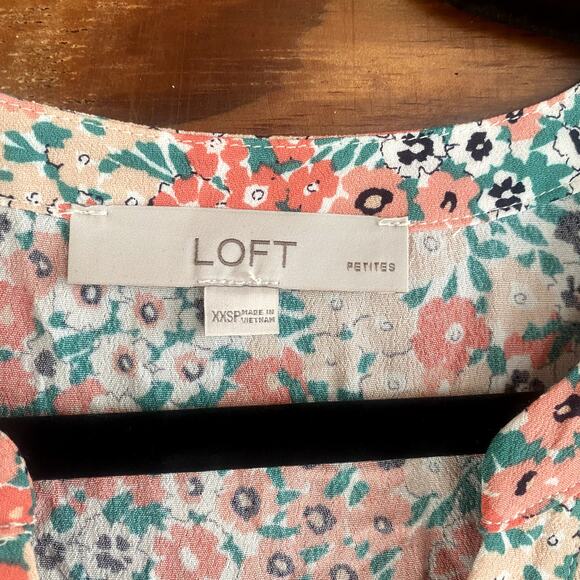 Loft Floral Flounce Shirtdress size XXSP - Picture 2 of 6